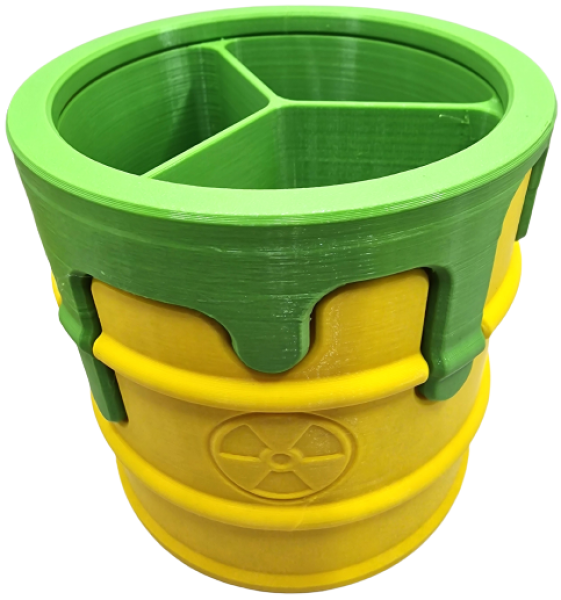 Fass "Atommüll" mit Stfite-Einsatz